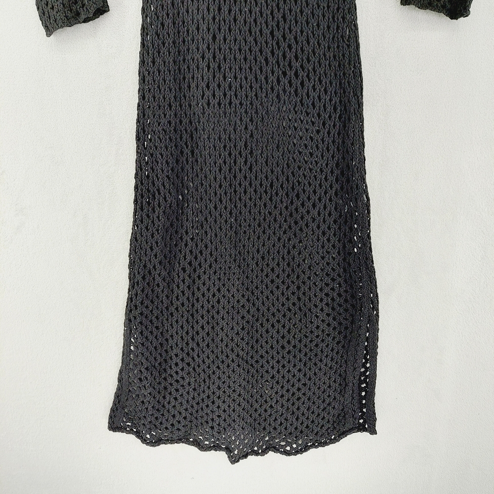NEW Patrizia Pepe Black Crochet Knit Long Sleeve Dress with Slip Liner P1177 - Picture 3 of 15